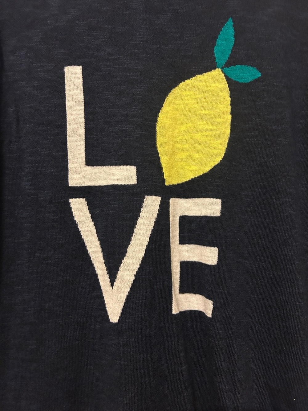 GAP Navy 3/4Sleeve 'LOVE' Graphic Top with Lemon. - Picture 3 of 5